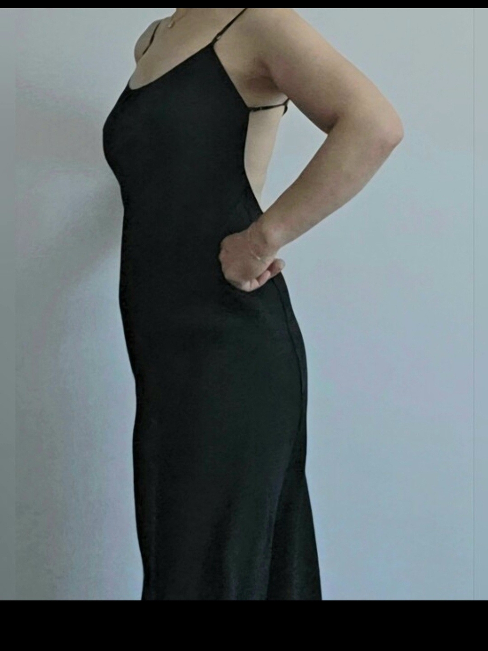 PRADA. Silk w Lthr Strap Blk Dress. Made Italy. Small. - Picture 3 of 15